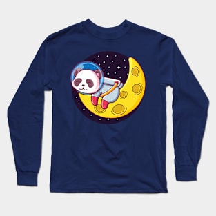 panda astronaut sleeping on the moon Long Sleeve T-Shirt